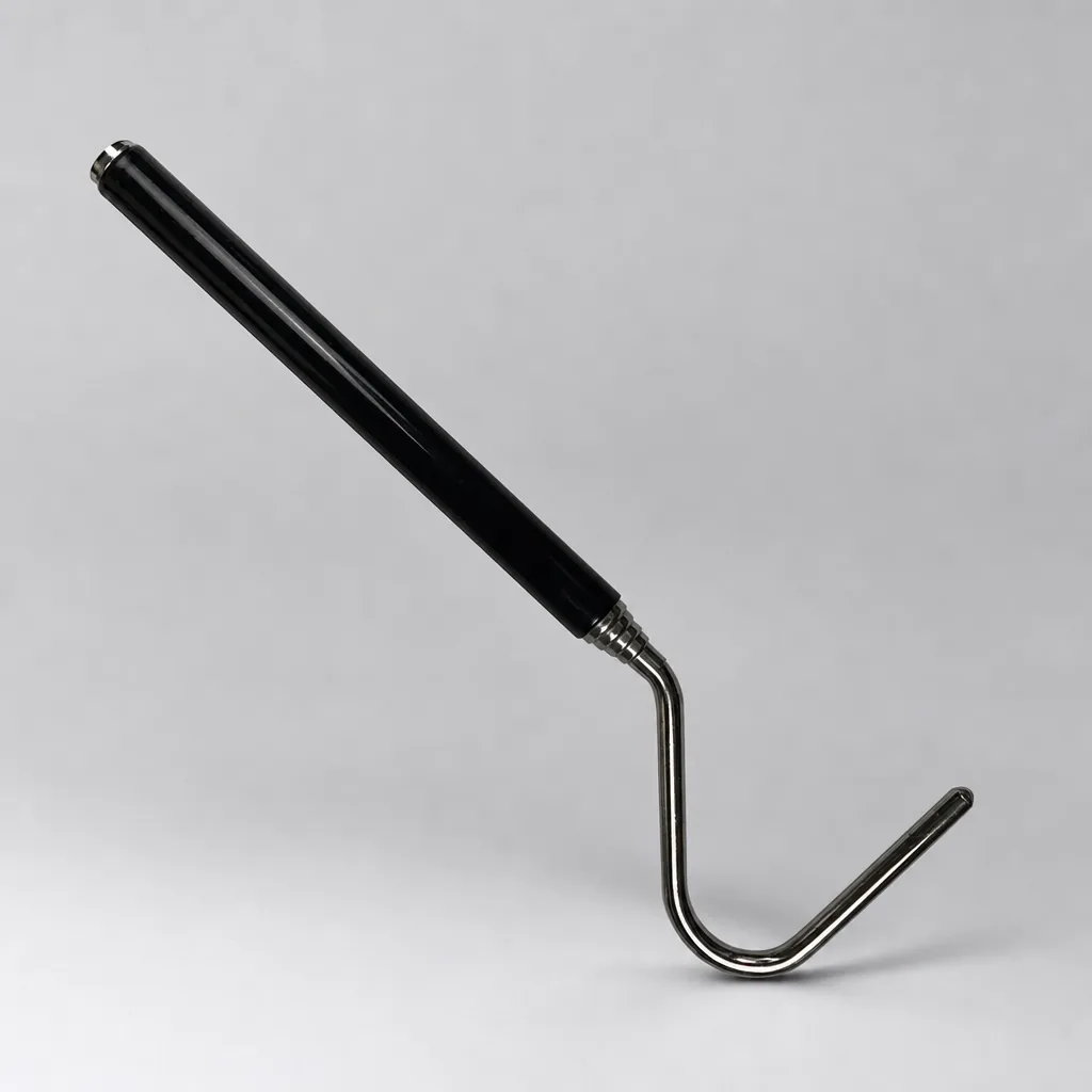 Herpaxe telescopic snake hook with black handle and curved stainless steel head